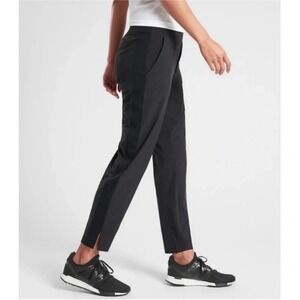 Athleta Brooklyn Ankle Pants Womens 10 Black Stretch Mid Rise Tapered Leg Casual